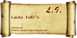 Lacko Iván névjegykártya